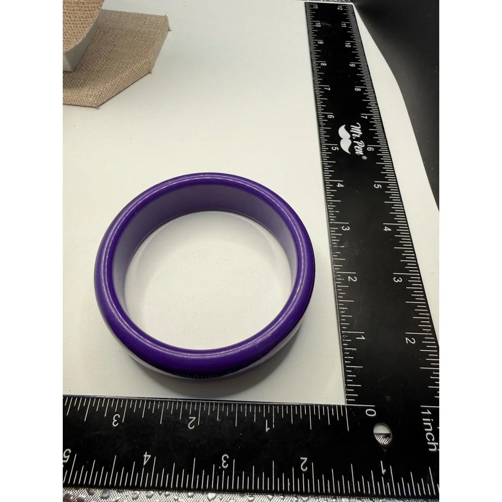 Vintage Purple Resin Bangle‎ Bracelet Chunky Domed Statement Jewelry Violet 1in